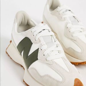 New Balance White and Green Sneakers